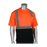 ANSI Type R Class 2 Short Sleeve T-Shirt with 50+ UPF Sun Protection and Black Bottom Front Safety T-Shirt - Yellow/Orange