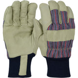 On Sale! 1555 PIP Pigskin Leather Palm Glove with Fabric Back and Thermal Lining - Knit Wrist - 12 Pair