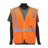 PIP ANSI Type R Class 2 Value Two Pocket Zipper Mesh Vest Lime/Orange