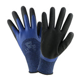 713BLDD PIP Seamless Knit Polyester Glove with Double Dipped Latex Sandy Foam Grip on Palm & Fingers, Dozen (12 pairs)