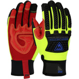 87810 PIP Safety Rigger Synthetic Leather Double Palm with Silicone Grip and Fabric Back - TPR Impact Protection, 6 Pair