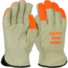 994kotp, PIP Premium Top Grain Pigskin Leather Drivers Glove with Thermal Lining and Hi-Vis Fingertips & Logo - Keystone Thumb, - Dozen (12 pairs)