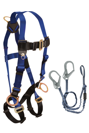Back and Side D-rings , Mating Buckles, 5pt, 6' Looped Y-Leg Internal with Rebar Hooks