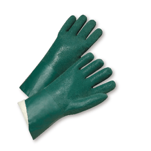 Chemical Gloves - Chemical Glove,J1227rf 12", Pvc, Rough, Jersey Lined, Green, 12 Pair