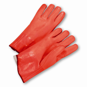 Chemical Gloves - West Chester 1027ORF 12" PVC Glove, Foam Lined, Rough, Orange, 12 Pair