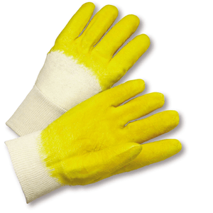 Coated Gloves - West Chester 3001 Knit Wrist Natural Rubber, Crinkle Finish, Jersey Lined