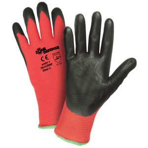 Coated Gloves - West Chester 701CRNF 15 Gauge. Red Nylon Shell With Gray Sponge Nitrile Palm Coat: EN388 3132