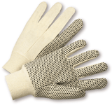 Cotton/Canvas Gloves - West Chester K01PDI, Knit Wrist Canvas Gloves With PVC Dots, 12 Pair
