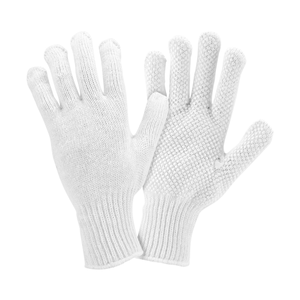 Cotton/Canvas Gloves - West Chester K708SKW, White String Knit Gloves, White Dots, 12 Pair