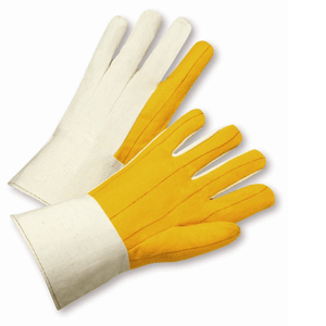Cotton/Canvas Gloves - West Chester M18G, Chore Glove, Gauntlet Cuff Yellow Palm, Canvas Back, 12 Pair