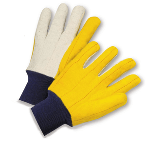Cotton/Canvas Gloves - West Chester M18KW, Chore Glove, Knit Wrist Yellow Palm, Canvas Back, 12 Pair
