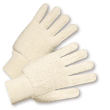 Cotton/Canvas Gloves - West Chester T24KW, Cotton Knit Wrist Terry Cloth Glove, Loop Out, 12 Pair