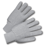 Cotton/Canvas Gloves - West Chester T24KWG, Gray Terry Cloth Glove, Loop-out, Knit Wrist, 12 Pair