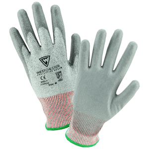 Cut Resistant Gloves - West Chester 710HGU 10 Gauge HPPE /High Performance Yarn, Gray PU Coated Palm: ANSI Cut A4 Level