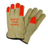 Drivers Gloves - West Chester 990kot, Select Leather Driver Glove, Orange Fingertips, 12 Pair