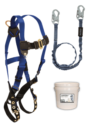 Fall Protection Kits - FallTech 9505Z Jobsite Fall Protection Starter Kit, Harness, Lanyard, Bucket