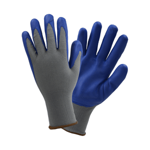 Nitrile Coated Gloves - Westchester-37185 Grey Polyester, 13 Gauge Shell, Blue Foam Nitrile Coated