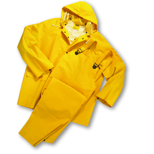 Rain Wear - West Chester 4035 35ml PVC Over Polyester 3pcs Rain Suit, Detachable Hood - Yellow