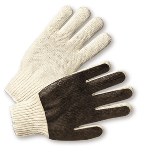 String Knit Gloves - West Chester K708SPC, String Knit Gloves, Brown PVC Coated Palm, 12 Pair