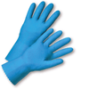 Unsupported Gloves - West Chester 33313 18 Mil Flock Lined Blue Latex, Rolled Cuff, Bulk Packaged - Economy
