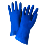 Unsupported Gloves - West Chester52L101 18mil Unlined Blue Latex, Pinked Cuff-Bulk Packaged
