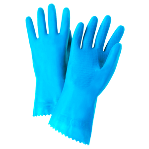 Unsupported Gloves - West Chester52L102 21 Mil Flock Lined Blue Latex, Rolled Cuff-Individually Packaged - Premium Posi Grip